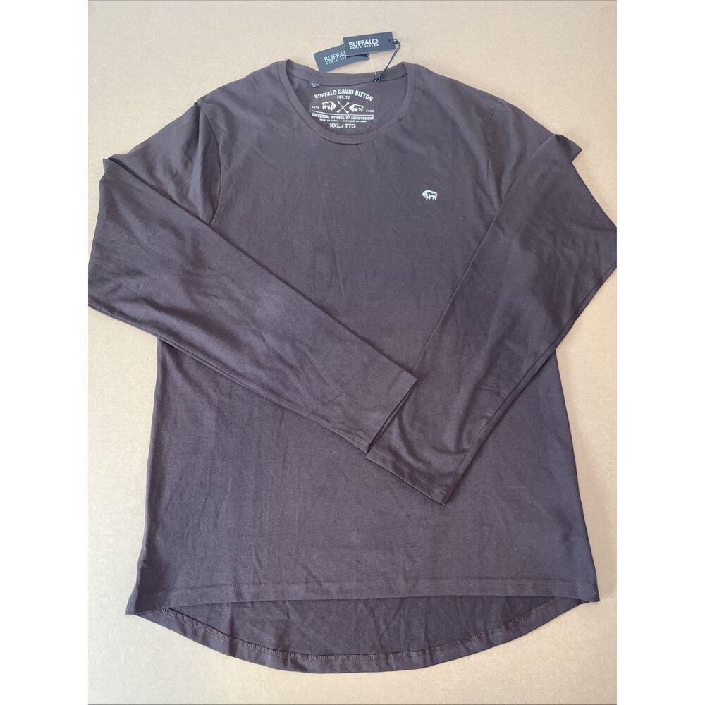 Buffalo David Button Long Sleeve T-shirt XXLT Chocolate Color NWT
